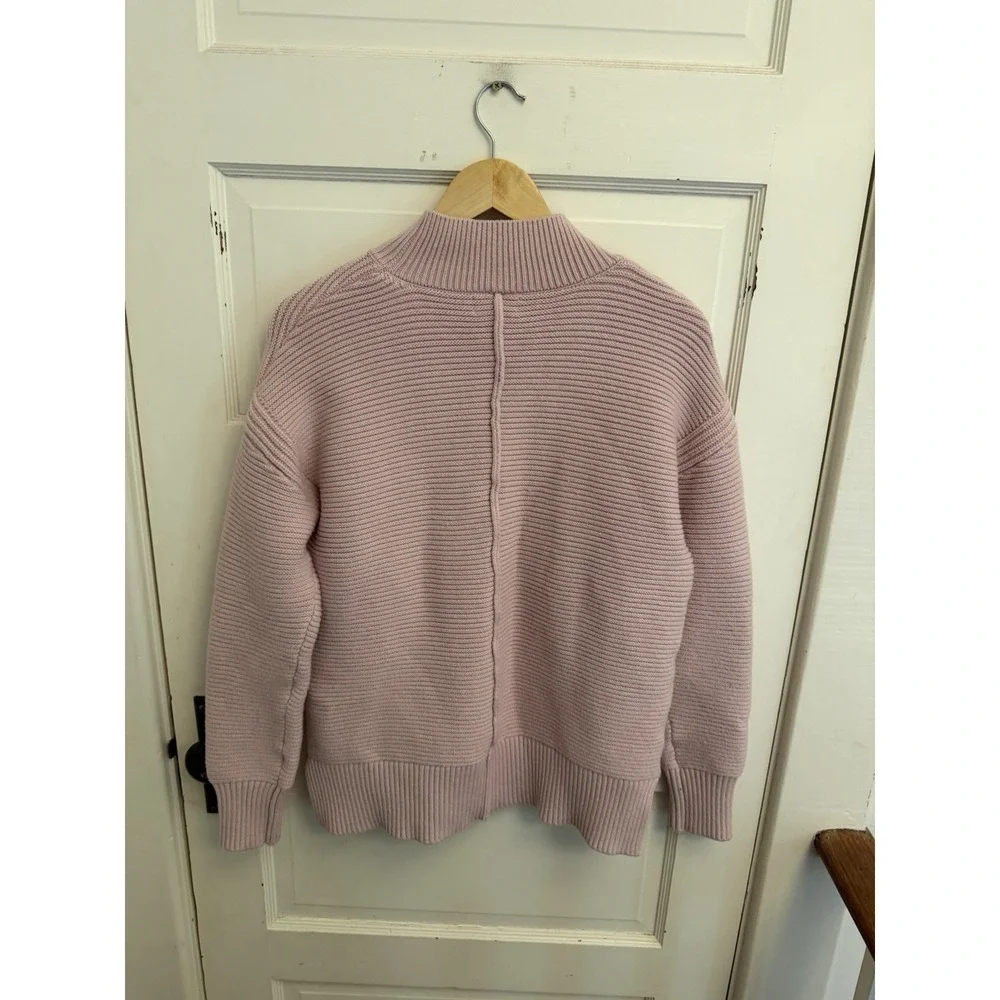 Evereve Pink Foster Turtleneck Ribbed Knit Sweater Cozy Boho Minimalist Size M